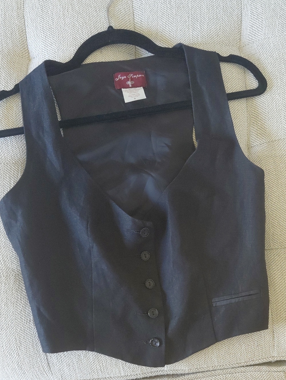 Jayn Simpson Black Tailored Button Vest